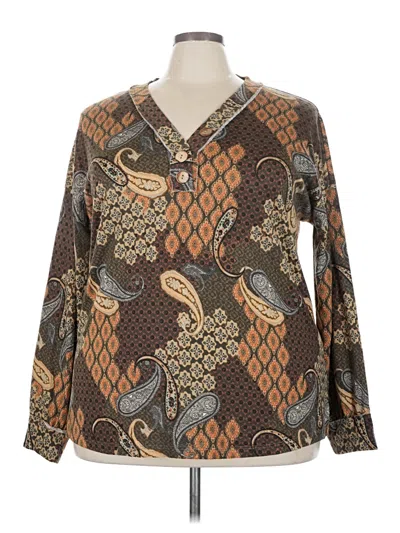 Pre-owned Oddi Long Sleeve Blouse In Brown