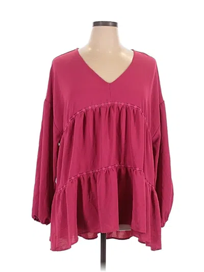 Pre-owned Oddi Long Sleeve Blouse In Burgundy