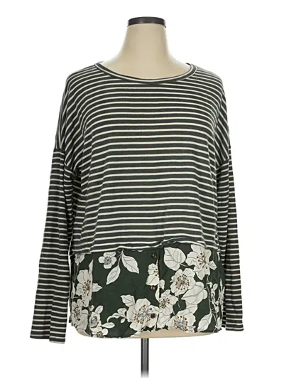 Pre-owned Oddi Long Sleeve Top Green Boatneck Tops