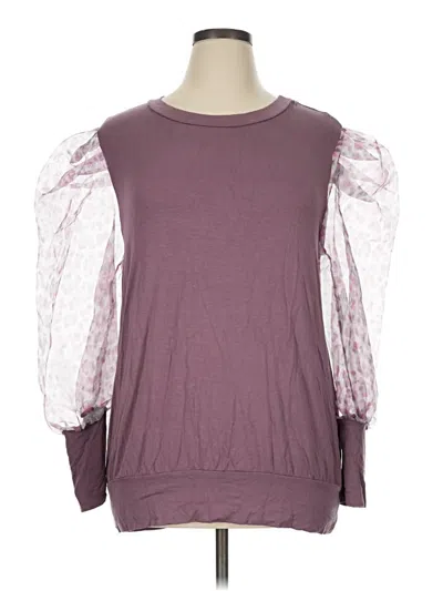 Pre-owned Oddi Long Sleeve Top Purple Mock Neckline Tops