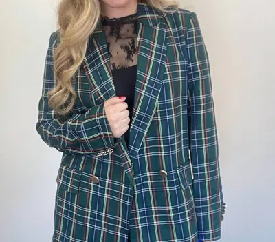 Oddi Paris Preppy Plaid Blazer In Green