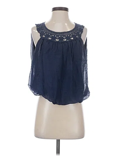 Pre-owned Oddi Sleeveless Silk Top Blue Halter Neckline Tops