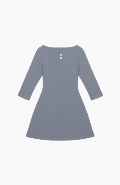 Oddli 3/4 Sleeve Boat Neck Dress In Blue