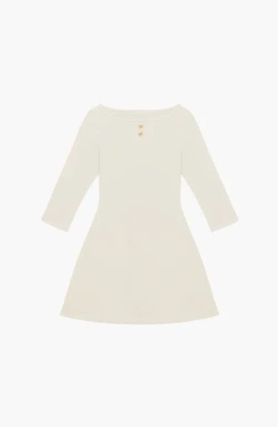 Oddli 3/4 Sleeve Boat Neck Dress In White