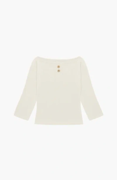 Oddli 3/4 Sleeve Boat Neck Top In White