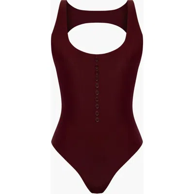 Oddli Button One Piece In Burgundy