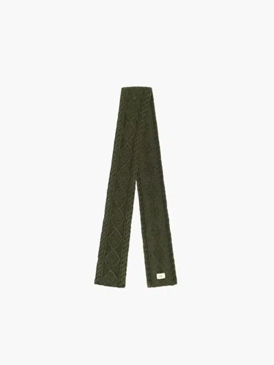 Oddli Cable Knit Skinny Scarf In Green
