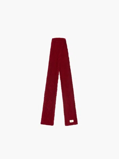 Oddli Cable Knit Skinny Scarf In Red