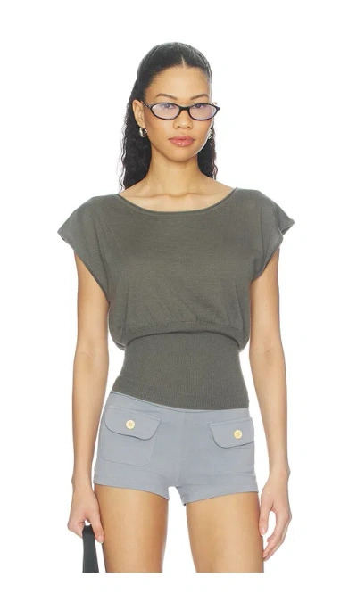 Oddli Lightweight Knit Dolman Top In Green