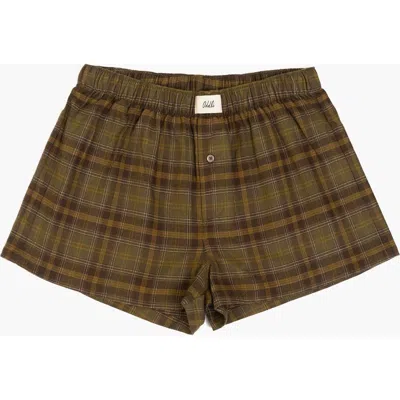 Oddli Limited Edition Flannel Boxers In Green