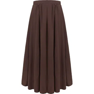 Oddli Pleated Poplin Skirt In Brown