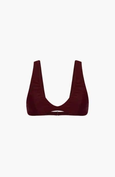 Oddli Scoop Neck Bikini Top In Brown