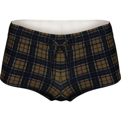 Oddli Tankini Bottom In Dark Green Plaid