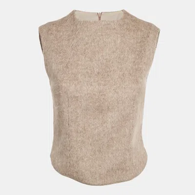 Oddmuse Beige Gabardine Sleeveless Top In Neutral