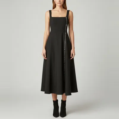 Pre-owned Oddmuse Black Crepe And Sateen The Ultimate Muse Midi Dress S