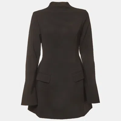Pre-owned Oddmuse Black Crepe Long Sleeve Fitted Mini Dress M