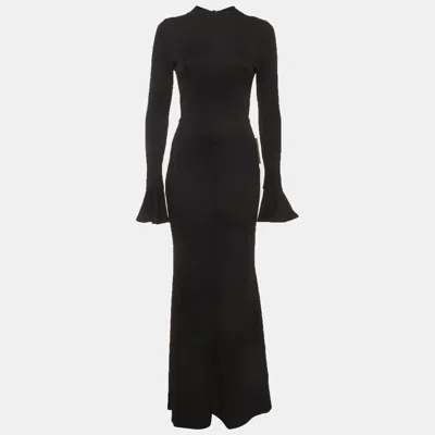 Oddmuse Black Jersey Knitted Long Sleeve Maxi Dress In Multi