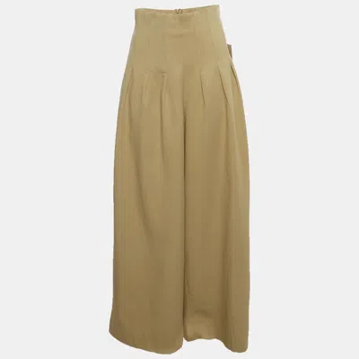 Pre-owned Oddmuse Dry Sage Gabardine Mix Cinched High Waist Trousers Xs In Green