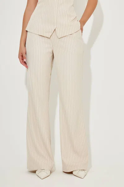 Oddmuse Pinstripe Tailored Pants In Cream In White