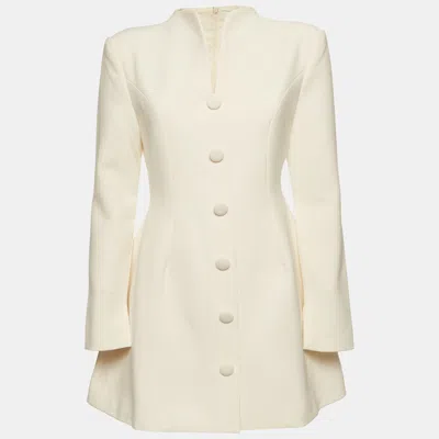 Pre-owned Oddmuse White Crepe Button Detail Structured Mini Dress M