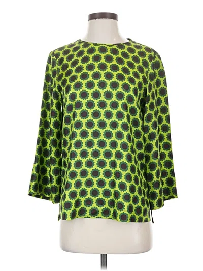 Pre-owned Odeeh 3/4 Sleeve Silk Top Green Boatneck Tops