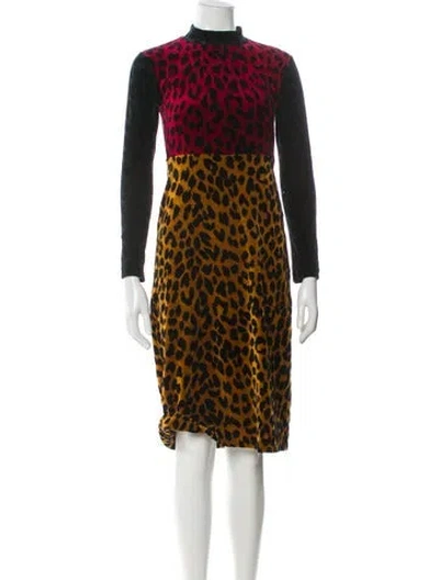Pre-owned Odeeh Animal Print Knee-length Dress In Multicolor