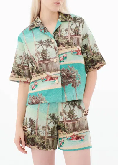 Odeeh Bungalow Dreams Shirt In Turquoise In Multi