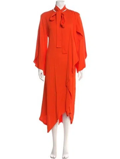 Pre-owned Odeeh Cowl Neck Long Dress In Orange