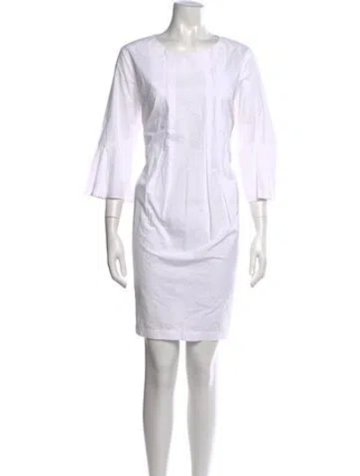 Pre-owned Odeeh Crew Neck Knee-length Dress In White
