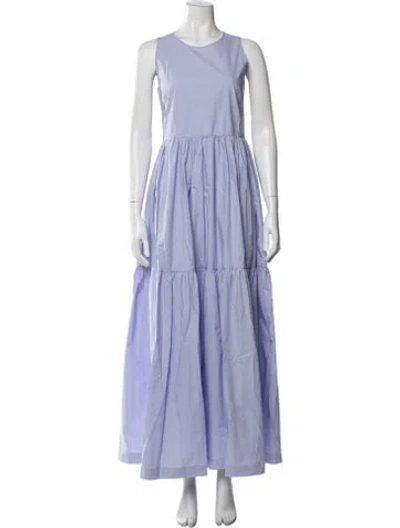 Pre-owned Odeeh Crew Neck Long Dress In Blue