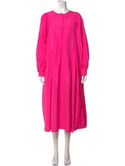 Pre-owned Odeeh Crew Neck Midi Length Dress In Pink