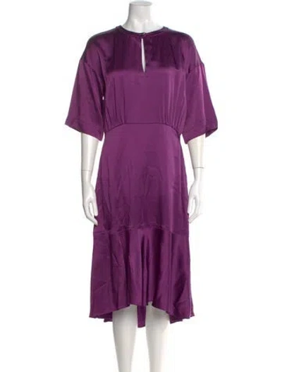 Pre-owned Odeeh Crew Neck Midi Length Dress In Purple
