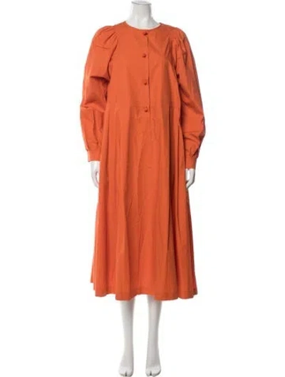 Pre-owned Odeeh Crew Neck Midi Length Dress W/ Tags In Orange