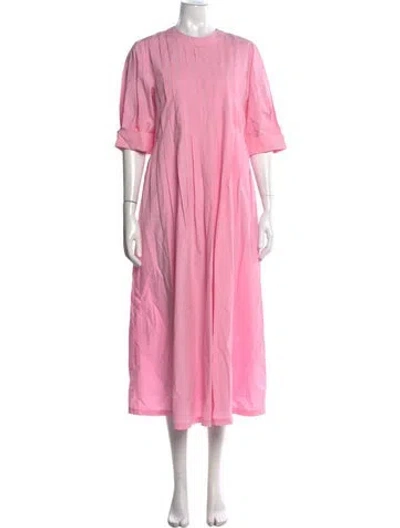 Pre-owned Odeeh Crew Neck Midi Length Dress W/ Tags In Pink
