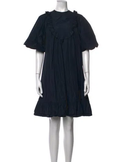 Pre-owned Odeeh Crew Neck Mini Dress In Blue