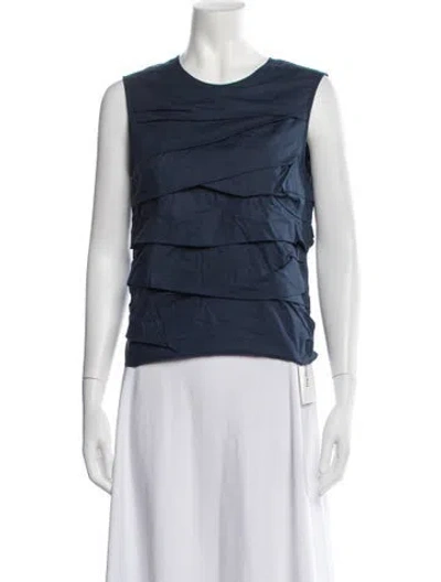 Pre-owned Odeeh Crew Neck Sleeveless Top W/ Tags In Blue/white