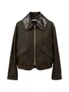 Odeeh Crocodile-effect Collar Flap-pocket Jacket In Brown