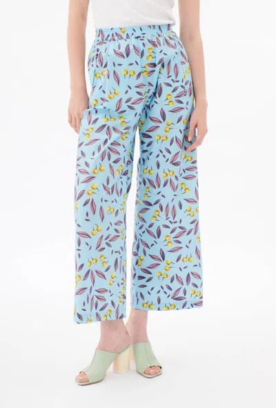 Odeeh Elastic Patterned Pants In Azur In Blue