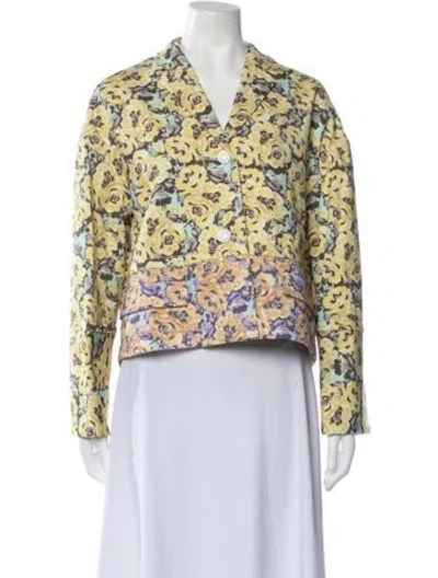 Pre-owned Odeeh Floral Print Jacket In Yellow
