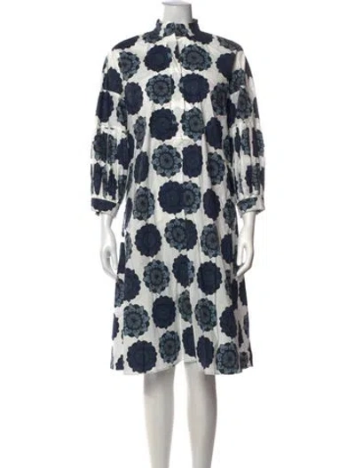 Pre-owned Odeeh Floral Print Knee-length Dress In Blue