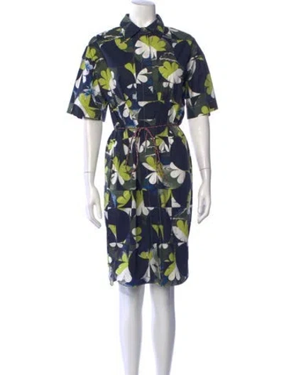 Pre-owned Odeeh Floral Print Knee-length Dress In Blue