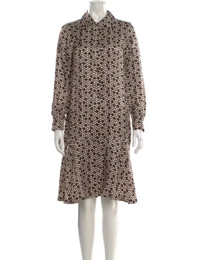 Pre-owned Odeeh Floral Print Knee-length Dress In Brown