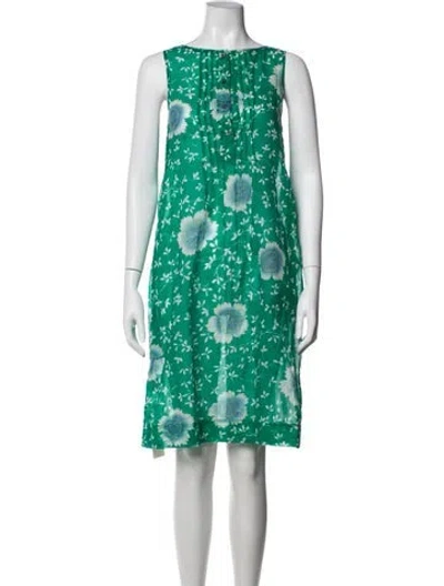 Pre-owned Odeeh Floral Print Knee-length Dress In Green