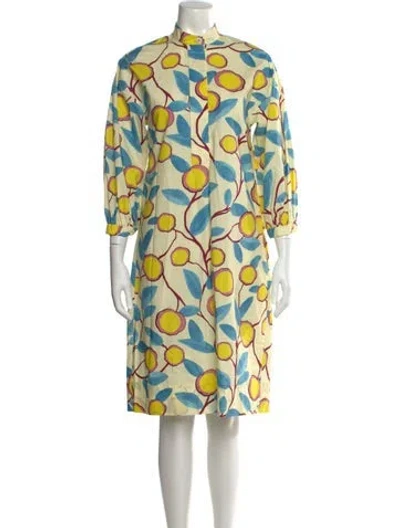 Pre-owned Odeeh Floral Print Knee-length Dress In Yellow