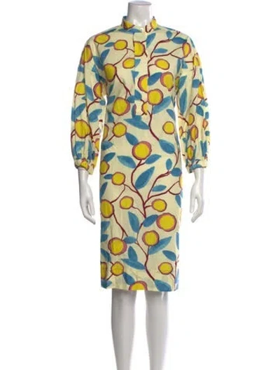 Pre-owned Odeeh Floral Print Knee-length Dress In Yellow