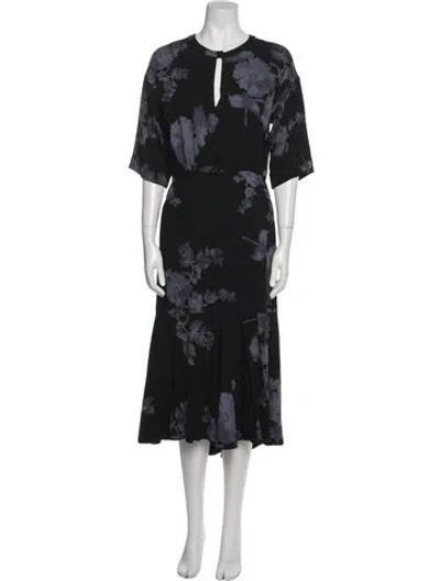 Pre-owned Odeeh Floral Print Long Dress In Blue