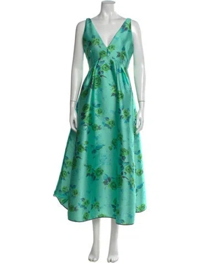 Pre-owned Odeeh Floral Print Long Dress In Green