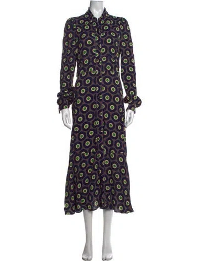 Pre-owned Odeeh Floral Print Midi Length Dress In Brown