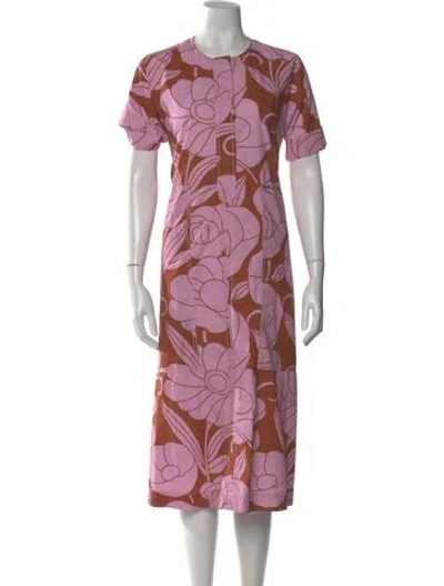 Pre-owned Odeeh Floral Print Midi Length Dress In Multi