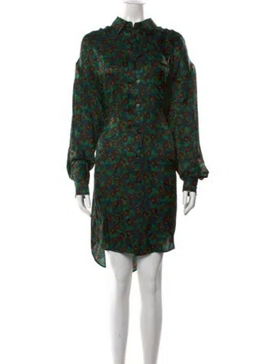 Pre-owned Odeeh Floral Print Mini Dress In Green